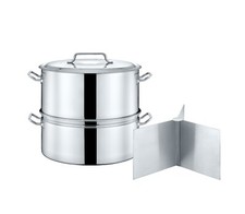 CONCORD Large Outdoor Stainless Steel Stock Pot Steamer and Braiser Combo