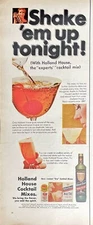 1967 Holland House Cocktail Mix Vintage Print Ad Retro Drink Mix Memorabilia