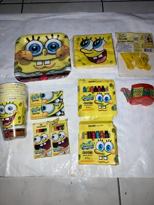 SPONGEBOB SQUAREPANTS PARTY SUPPLIES CUPS NAPKINS PLATES CRAYONS BALLOONS PENCIL