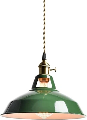 CLAXY Macaron Green Pendant Lights Metal Barn Kitchen Island Pendant Light Fixture