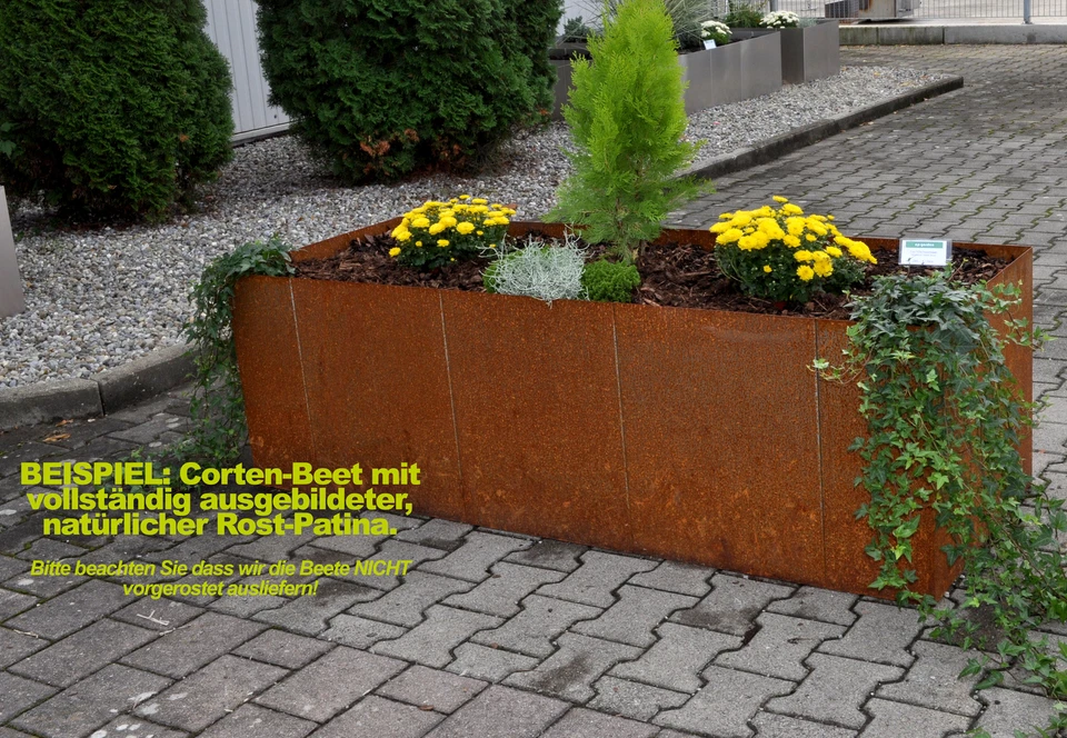 Edelstahl Corten Hochbeet Square Corner Höhe 33 - 80 cm Pflanz Blumen beet Rost - Bild 3 von 4