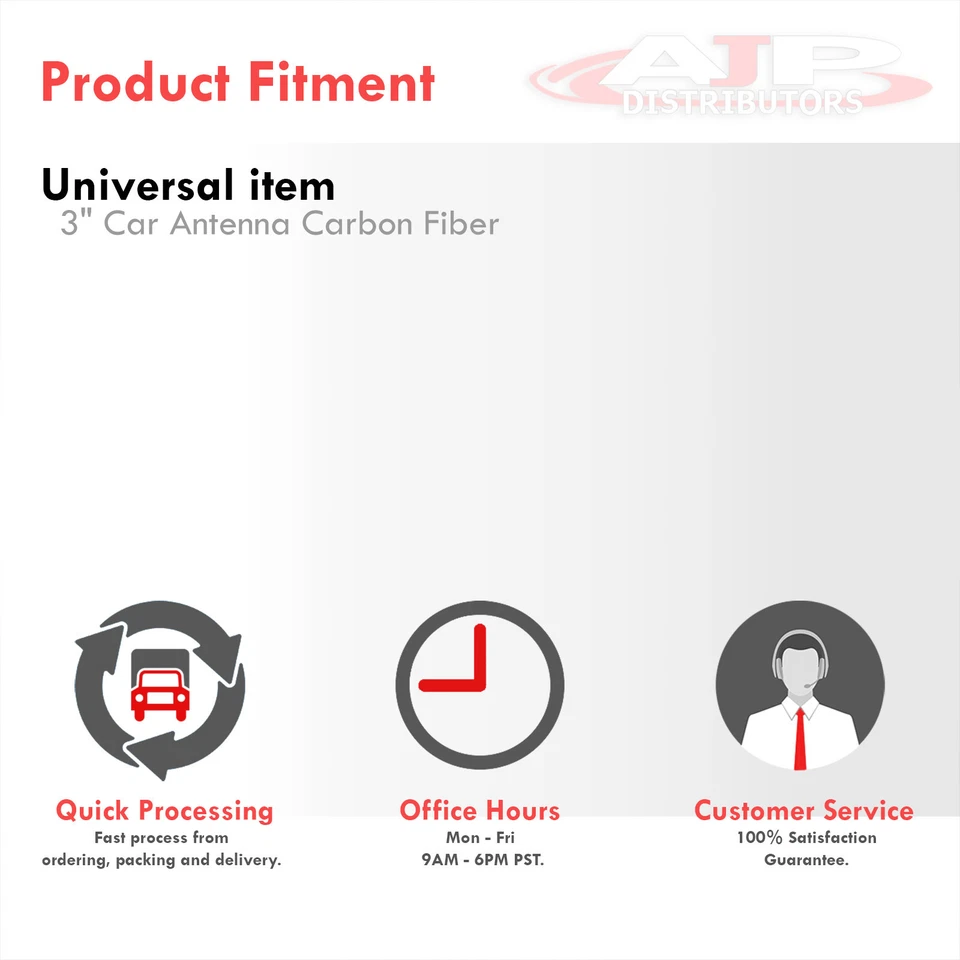 Universal Car Stubby 3"" Antena Corta Cuerpo Blanco Fibra de Carbono con Tornillos Actualización Foto 4 de 4