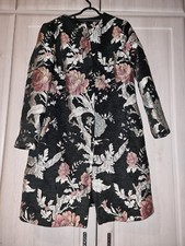 Vintage Black Coat Floral Design Size 12