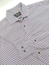 🇺🇲 Nordstrom Men's Shop 15x33 Tech Smart Trim Fit Shirt Blue Red Check