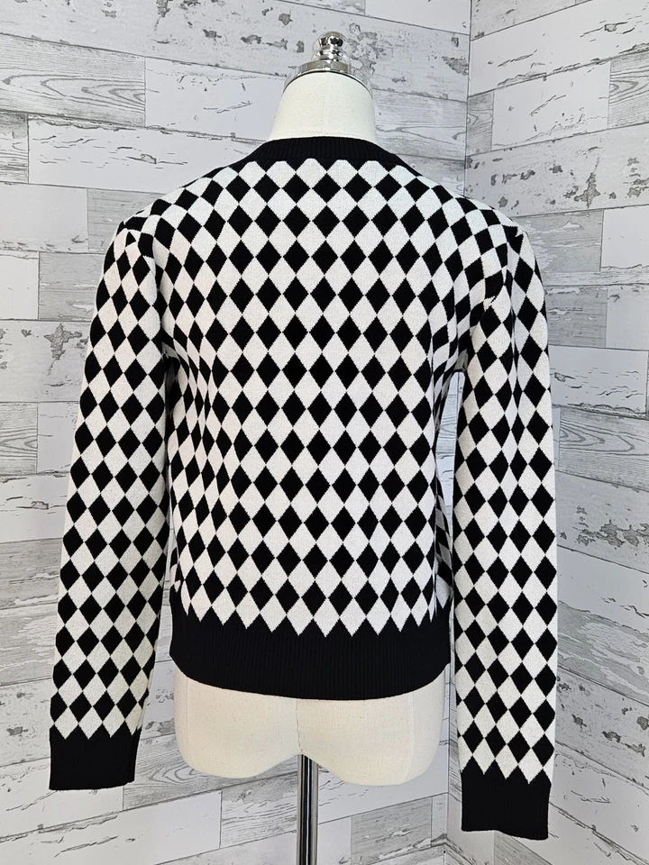 Cárdigan a cuadros Mango para mujer pequeño negro blanco 2 piezas camiseta sin mangas recortada Foto 2 de 4