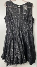 AX PARIS CURVE Black Sequin Covered Flippy Net Skirt Dress Size UK 18 New