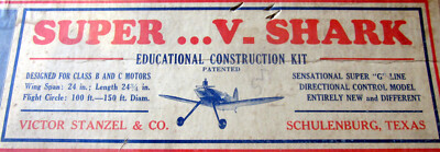 SUPER V-SHARK PLANS & PARTS PATTERNS to Scratch-Build 24'' OT UC Model Airplane 