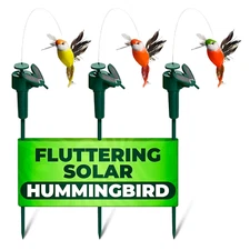 Fluttering Solar Hummingbird Garden Stakes Decorative (3 Pcs) - Hummingbird Sola