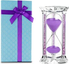 Crystal Hourglass 60 Minute Sand Timer, Heart Shaped 60 min Crystal Purple