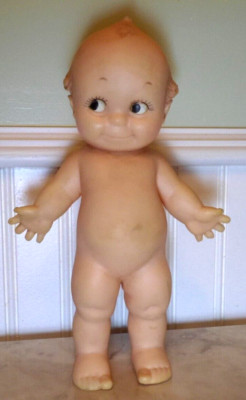 Vintage Rubber Cameo Kewpie Doll 11  Tall w Working Squeaker -  Head rotates