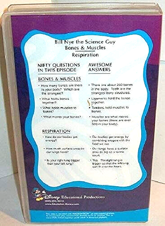 Bones & Muscles and Respiration Bill Nye the Science Guy VHS Tape