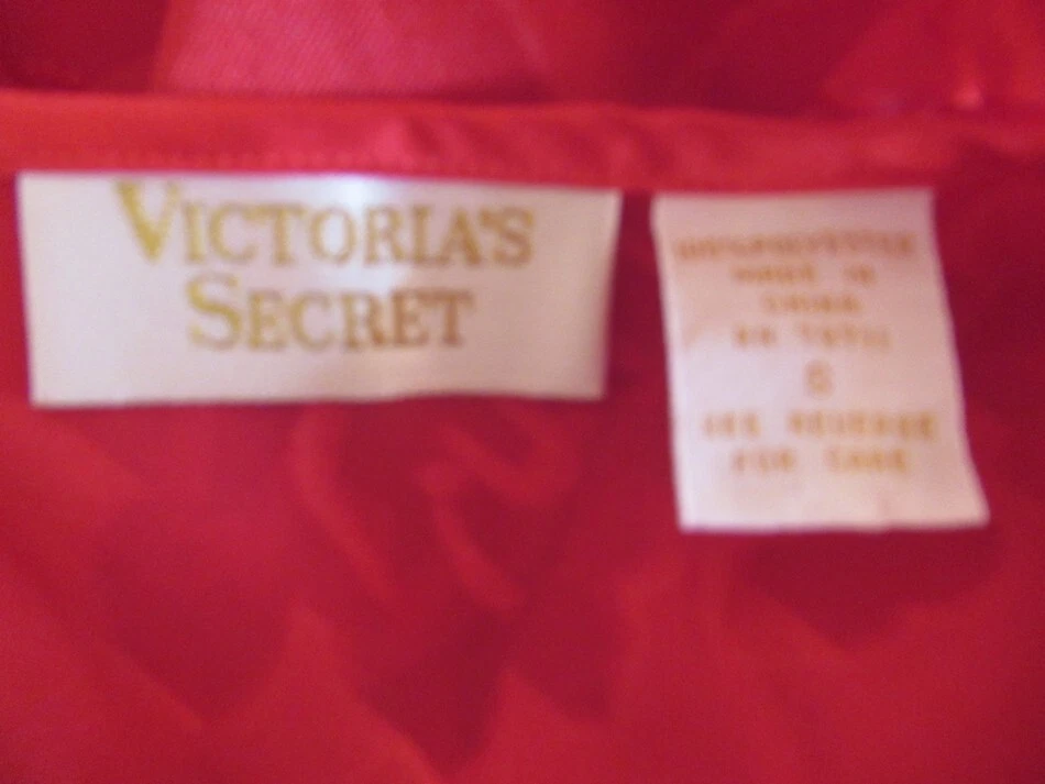 UNDERCOVER Abito vintage Victoria’s Secret rosso raso pizzo burnout floreale rosa spacco slip S