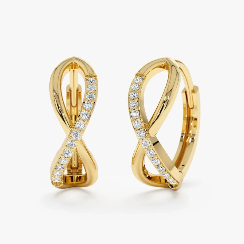 2 Ct Round Simulated Diamond Women's Hoop Inifinity Earring 14k Yellow Gold Over