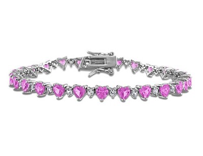 9.32 Carat (ctw) Lab-Created Pink & White Sapphire Bracelet Sterling Silver (7