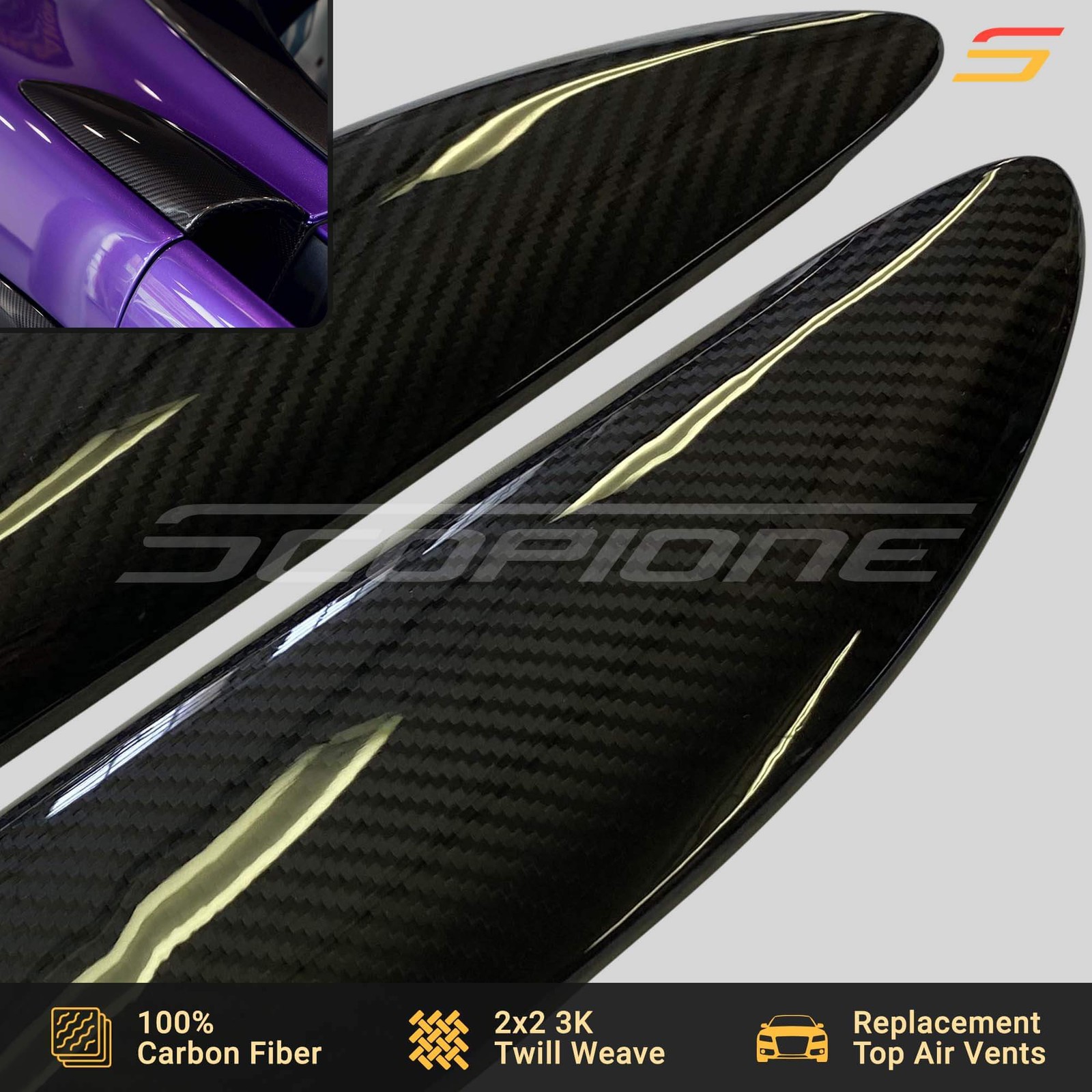 Scopione Carbon Fiber Top Air Intake Covers for McLaren 540C 570GT 570S 600LT