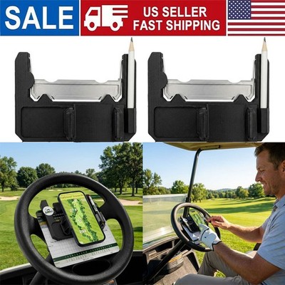 Golf Cart Steering Wheel Cell Phone Mount, Flip Up Phone Holder For Golf Cart