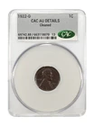 1922 D Small Cents Lincoln, Wheat Ears Reverse CACG AU Details BN CAC