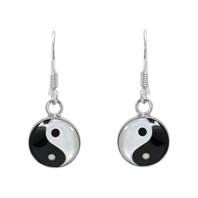 Ying Yang Dangle Earrings 925 Sterling Silver Balance Jewelry for Women