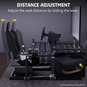 Hottoby 3060 Aluminum Racing Sim Cockpit Stand With Black Seat TV Stand Logitech