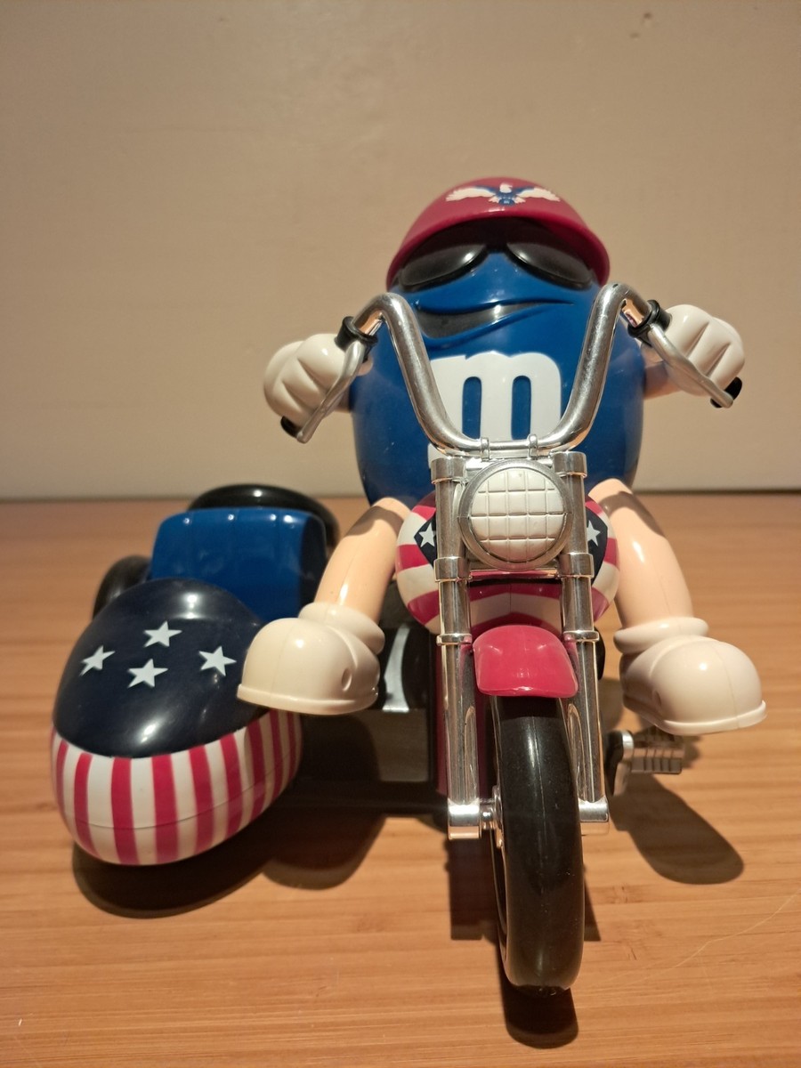 M&M's Blue Character Motorcycle Rider Figurine with Sidecar