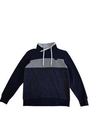 Tom Tailor Herren Sweatshirt XL Blau Grau Troyer Pullover Casual Modern