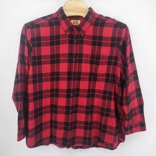 The Foundry Supply Co. Men's 2XL Red and Black Plaid Flannel Button Down Shirt