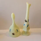 New ListingFenton Hand Painted Glass Bell Blue Bird Design Floral Pattern Decorative