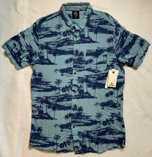 Rip Curl Men  s Floral Dusty Blue Collar Button Up Shirt Size Medium New