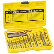 TOPEC Screw Extractor and Left Hand Drill Bit Set - 18 Piece Easy Out Bolt Ex...