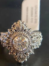 Sarda, Bali Handmade,Sterling & Moissanite Ring Sz 9.75; 10.75