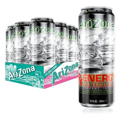 AriZona Rx Energy Watermelon, Herbal Tonic Drink with 22 Fl Oz (Pack of 12) 