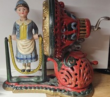 Cast Iron Mechanical Toy Girl Jumping Rope Works 