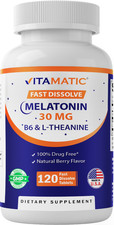 Vitamatic Melatonin 30mg - with B6 L-Theanine - 120 Fast Dissolve Tablets with