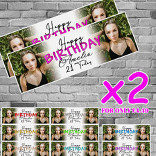 PERSONALISED PHOTO BIRTHDAY PARTY BANNERS -18th 21st Christening add characters