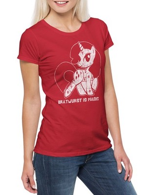 Unicorn Bratwurst Damen T-Shirt Einhorn Comic Anime Regenbogen Rainbow Cute