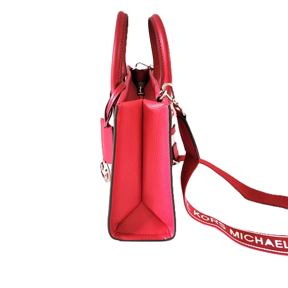 Сумочка через плечо Michael Kors модель Mirella Small Shopper на молнии сверху цвет темной малины - Изображение 3 из 4