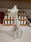 11" A Rosso Exclusive Fenton Mother Of Pearl Handpainted Pink  Alley Cat Signed