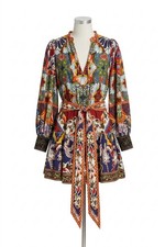 Alice + Olivia Sadie Printed Self-Belt Minidress Size 2