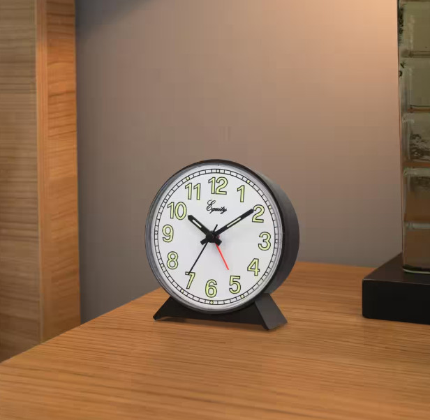 14077 Equity by La Crosse Battery Powered Analog Quartz Alarm Clock - Black