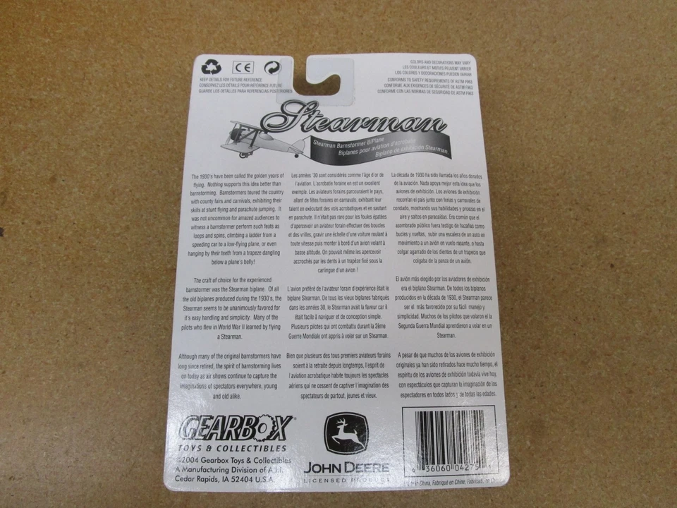 Stearman John Deere Barnstormer GEARBOX 1/64 airplane toy diecast B13Z - Image 4 of 4