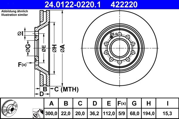 Bremsscheibe Audi A4 B6 S4 24.0122-0220.1 (1 StüCk)-image