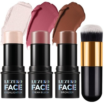3Pcs Contour Stick Makeup Set, Shades with Highlighter Blush Bronzer Stick Ki...
