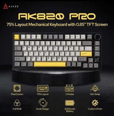Ajazz AK820/AK820 Pro Gaming Tastatur   BT5.1/2.4G/USB, Hot-Swap, Knob, Dichtung