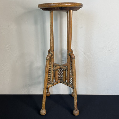 Antique Victorian Oak Stick and Ball Plant Stand Side Table Successionist 1892