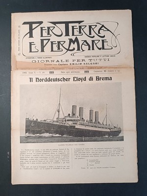 Magazine PER LAND and PER SEA Salgari number 48 year 1905 - Lloyd of Bremen