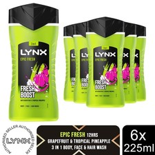 Lynx Epic Fresh Shower Gel Grapefruit & Tropical Pineapple Scent 225ml, 6 Pack