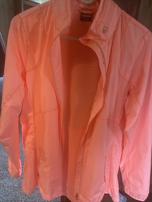 Womans Light Jacket From Hind Size Large, Peach Colored, With Hood That Zips In
