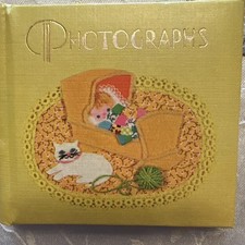 Vintage PHOTOGRAPHS Mini Photo Album for Purse Gibson Company Yellow Baby Cat
