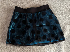 Justice Girls 12 Shorts/Skirt Layered Lined Black blue PolkaDot Sequins
