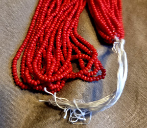 One hank of Red Czech 13/0 seed beads - Vintage from the 1970's and 1980's!